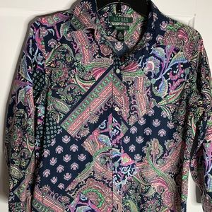 Ralph Lauren multi color blue top